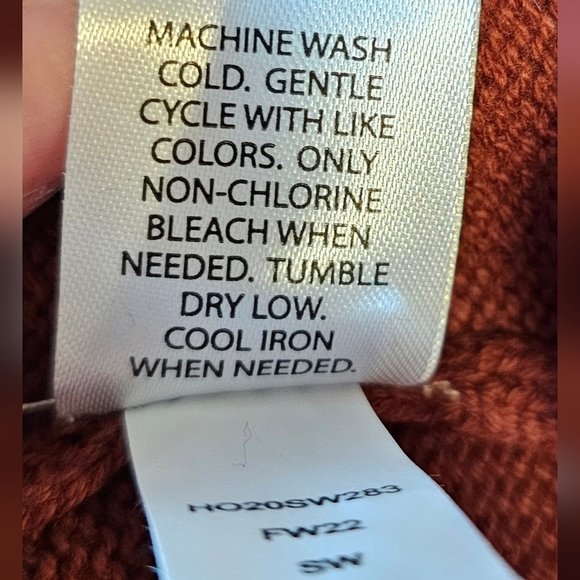 Flag & Anthem Men's Rust Red Knit Hooded Sweater Henley Cotton Pocket SMALL - Picture 6 of 6